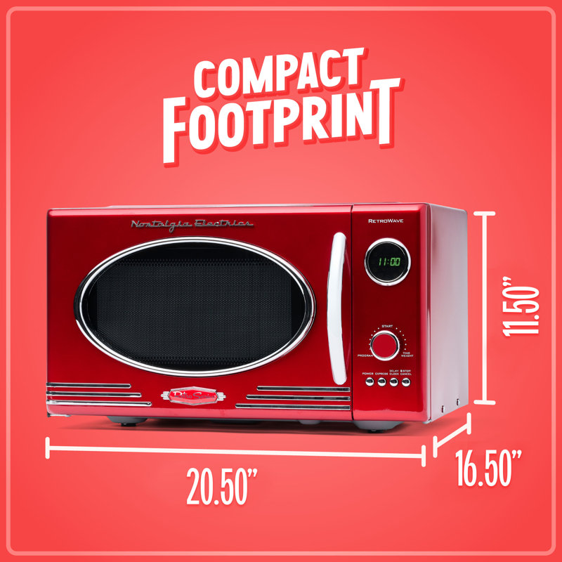 Nostalgia Retro 0.9 Cu. Ft. Microwave Oven, 800 Watts, Red
