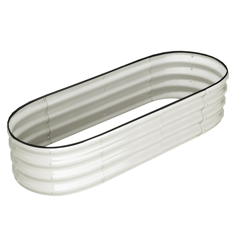White 2-Pack Raised Garden Bed 4.5x2x1ft Oval Raised Planter Beds with Open-Ended Base, White