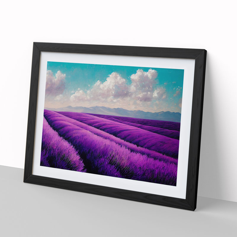 Astonishing Lavender Flower Field - Single Picture Frame Print, Black Framed, 25cm H x 34cm W x 2cm D