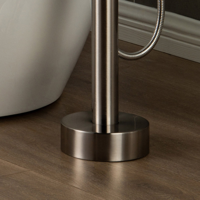 Cove 1 Handle Bathroom Freestanding Tub Filler with Diverter, Bushed Nickel