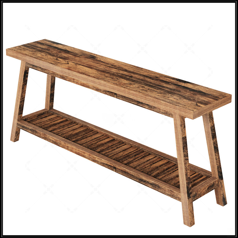 70.9 Inches Extra Long Farmhouse Console Table, Solid Wood Entryway Table With 2-Tier Open Storage, Rustic Narrow Sofa Table For Hallway, Living Room, Or Foyer