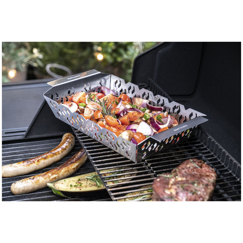 BBQ+ Dishwasher Safe Stainless Steel Grill Basket, 2.56'' H x 13.98'' W x 7.68"