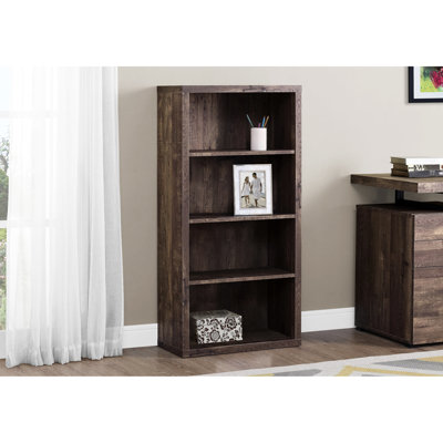 Bibliothèque de 47,5 pouces de hauteur en brun, design moderne pour le bureau à 5 niveaux de style chambre à coucher et bureau, personnalisation de tablettes réglables