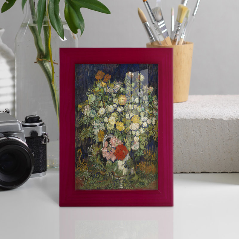 Bouquet de fleurs dans un vase, Rouge, H 9 po x l 7 po x P 1 po