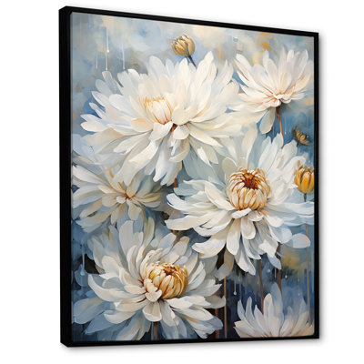 «White and Blue Chrysanthemums V» sur impression sur toile