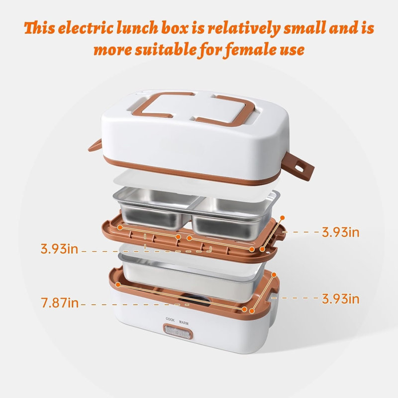 Chauffe-repas électrique pour boîte à lunch, récipients pour aliments chauffants / chauffants / chauds pour le travail à l'extérieur, capacité standard de 1000 ml portable, acier inoxydable 304 W 270 W