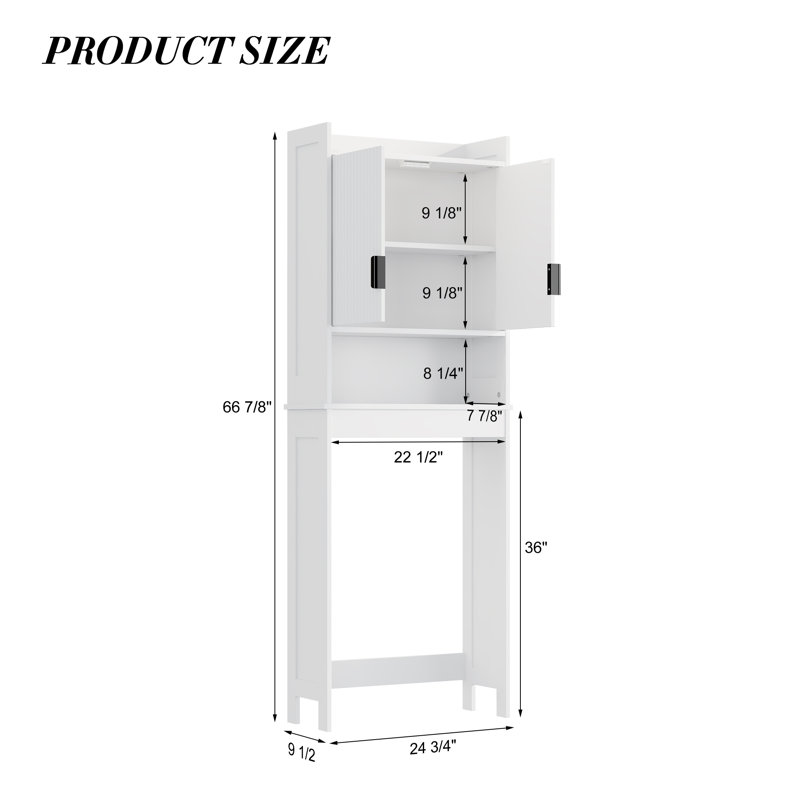 Freestanding Over-The-Toilet Bathroom Storage Cabinet Storage Rack With Shelf, White