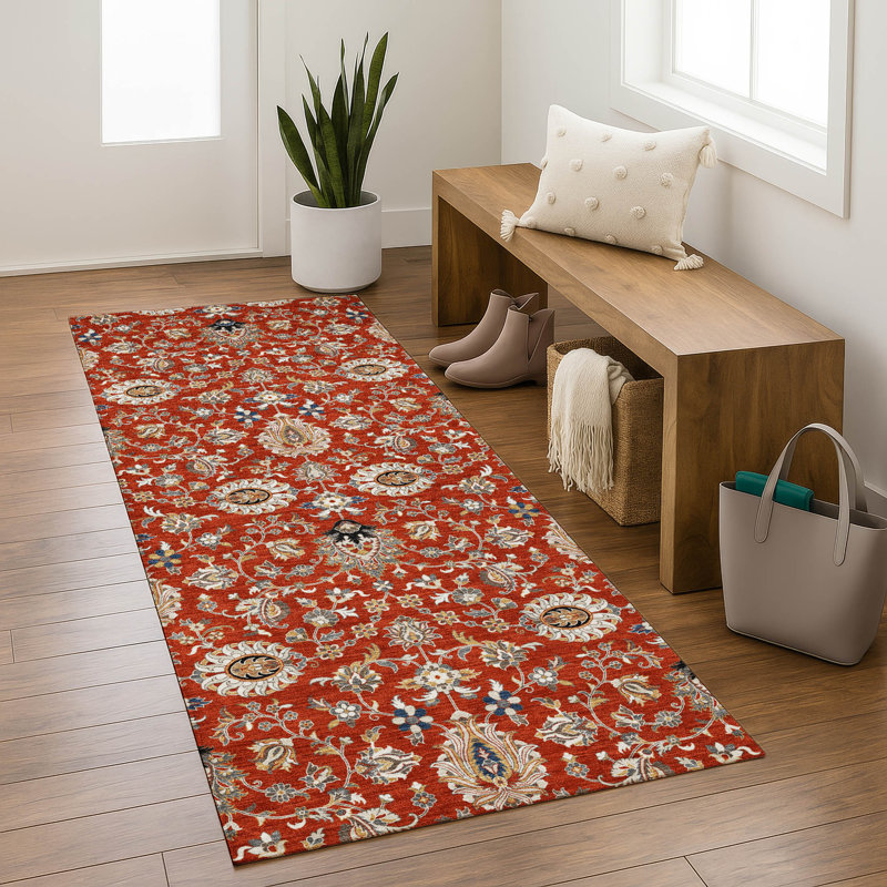 Tapis de qualité supérieure lavable à la machine Mayfield AMF2192 global, Rouge, 2'3" x 7'6" Runner