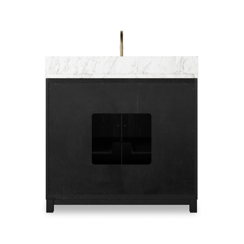 Millie Single Vanity-Satin Drifted Black Veneer, Black, 36"