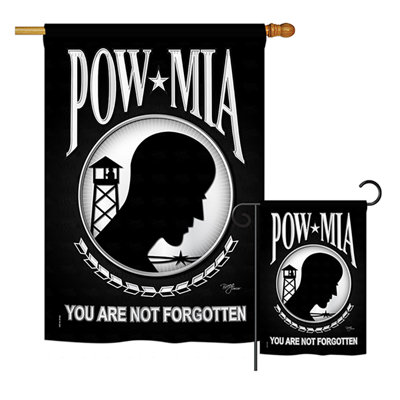 Ensemble de 2 drapeaux en polyester vertical décoratif en polyester à impressions militaires pow mia american
