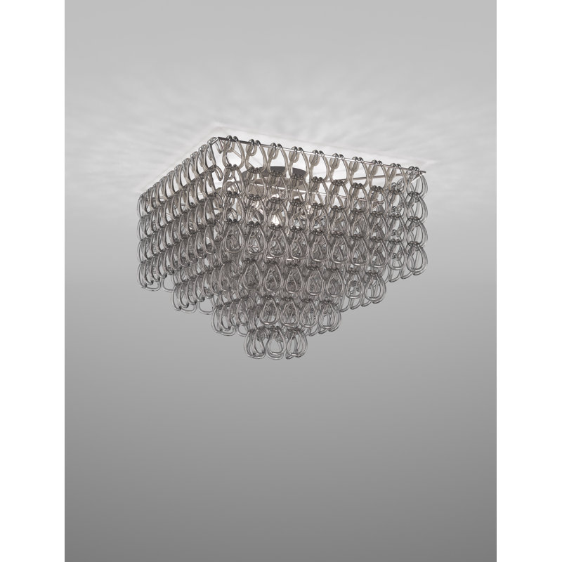 Minigiogali Ceiling Lamp 65Q White Glossy Chrome E26 Ul, Glossy Chrome, Crystal Smoky
