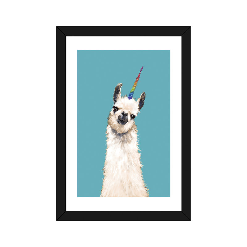 Art encadré licorne, H 24 po x l 16 po x P 1 po, Papier encadré noir