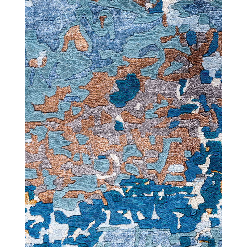 Overdyed One-of-a-Kind Rectangle 9'2" X 12'1" Hand Knotted Area Rug