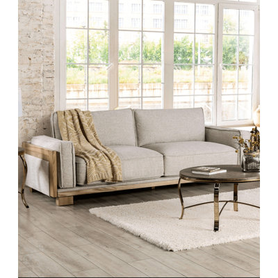93.4" W Contemporary Sofa, Light Brown/Natural