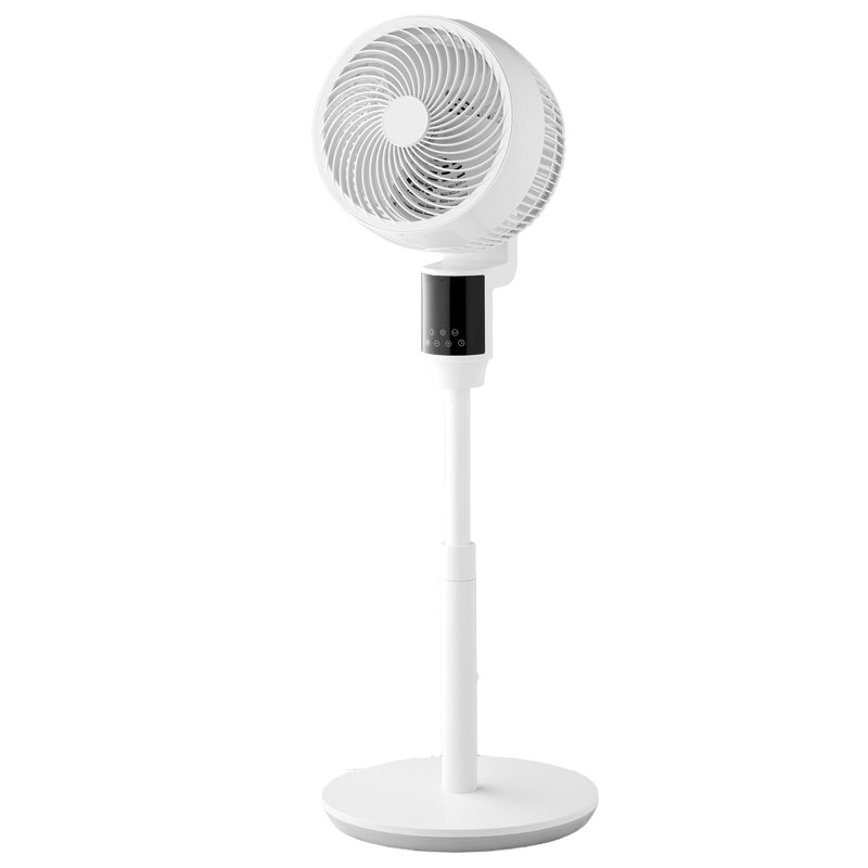 Ventilateur sur pied 9 pouces, ventilateur sur pied oscillant à 80 ° avec moteur DC, télécommande, 9 vitesses et 4 modes intelligents, minuterie 24H, hauteur réglable, pour la maison, la chambre à coucher, le salon, blanc
