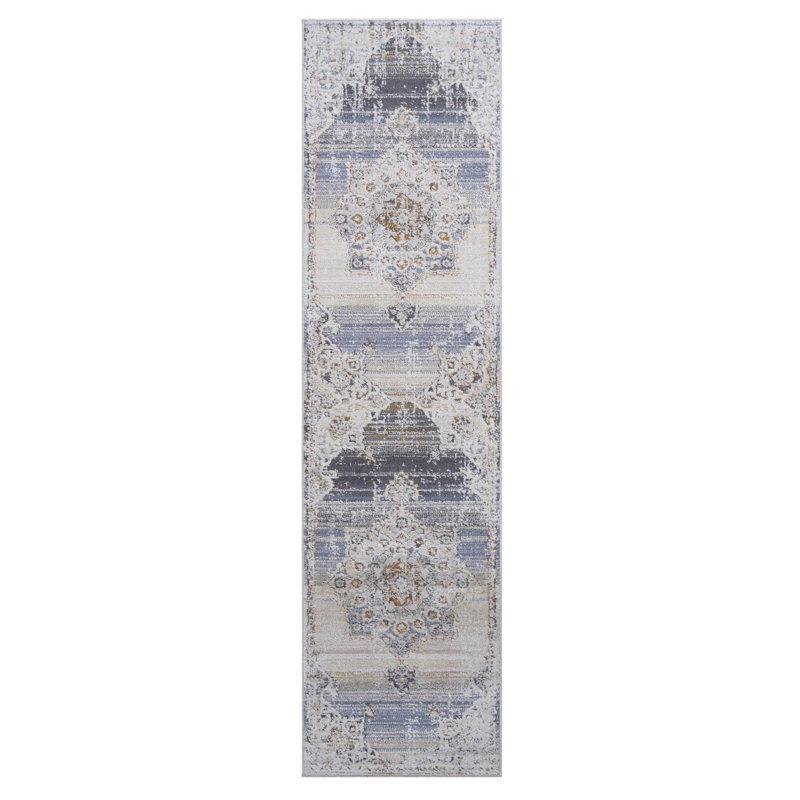 Cream/Gold/Inlaid Non-Shedding Guest Stain Resistant Area Rugs, Runner 2'2" x 8'