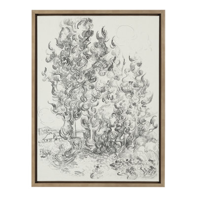 «Vincent van Gogh Cypresses 1889 BW» par The Art Institute of Chicago, reproduction d'art sur toile encadrée