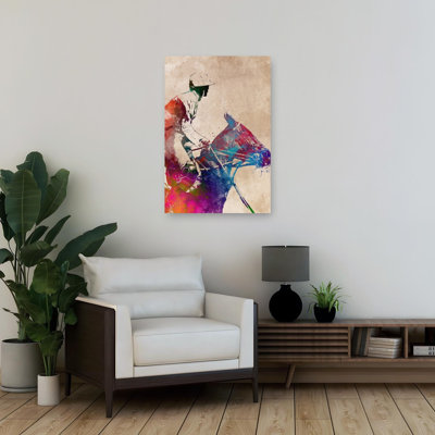 «Vibrant Polo Rider», art mural contemporain