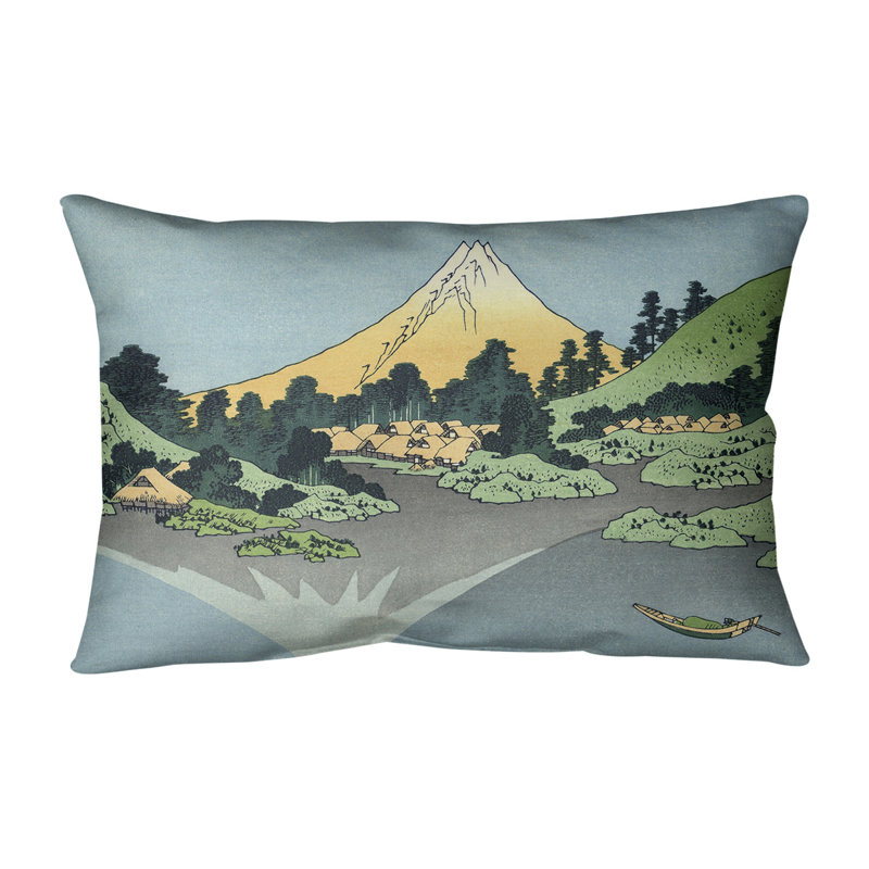 La housse de coussin rectangulaire « Mt. Fuji » reflété dans la housse de coussin et insert, Bourre en polyester