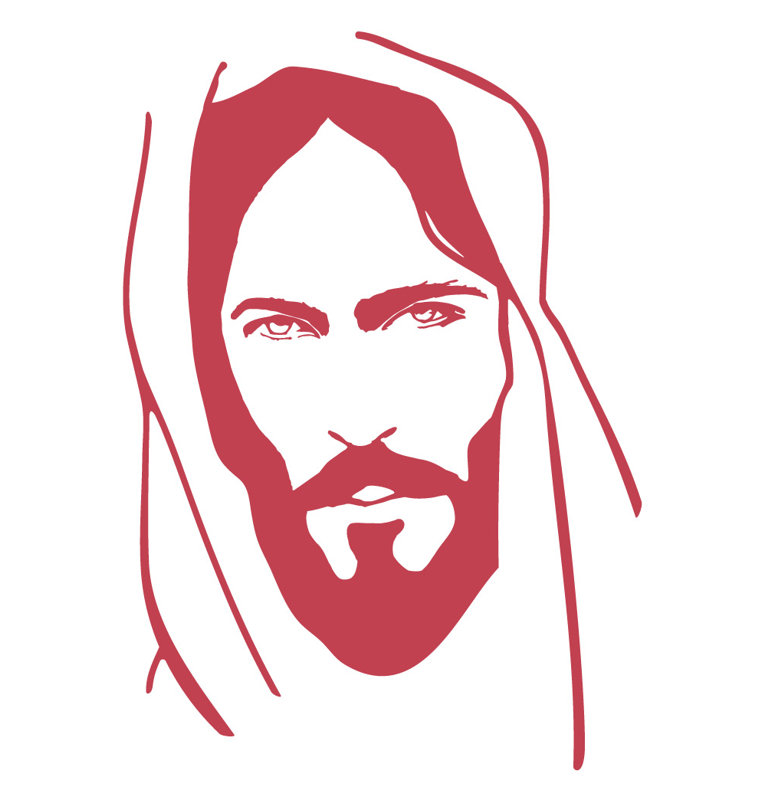 Décalcomanie murale face of jesus, Rouge Dahlia, H 48 po x l 33 po x P 0,01 po