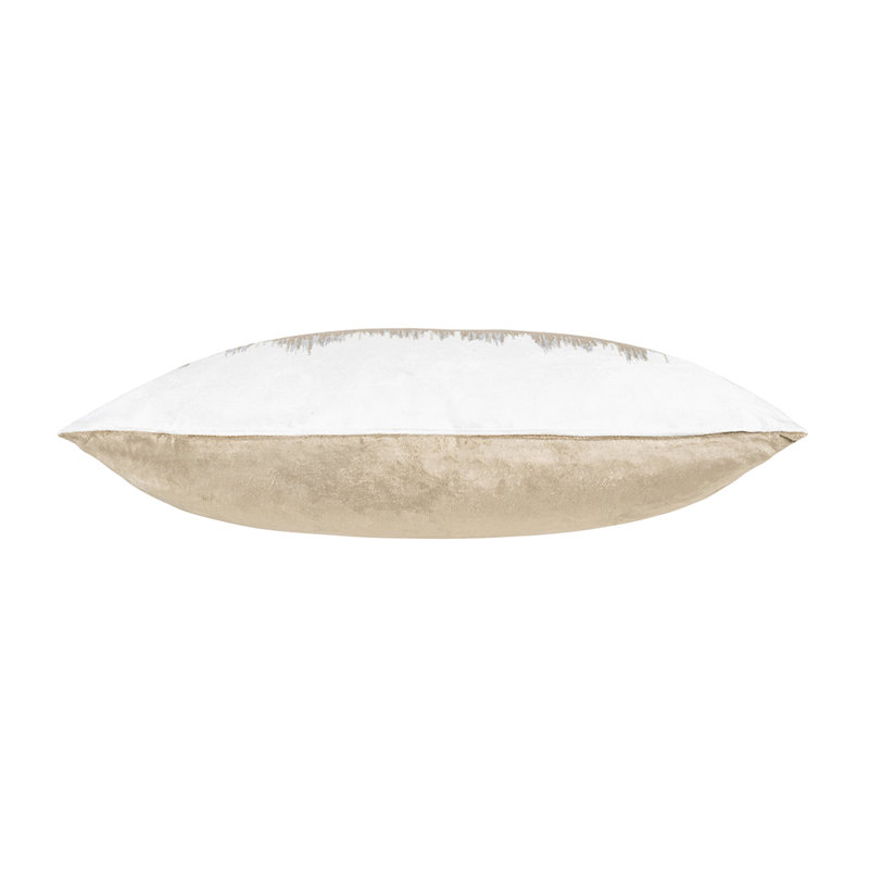 Mira Velvet Pillow Cover & Insert, Ivory, 14” H x 20” W, Rectangular