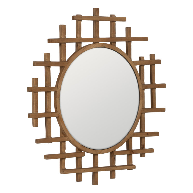 Solid Wood Round Mirror