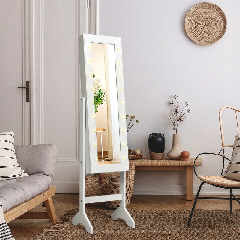 Armoire à bijoux avec miroir Bowen, Blanc