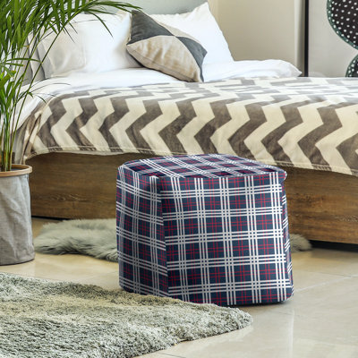 Pouf carré à carreaux New England