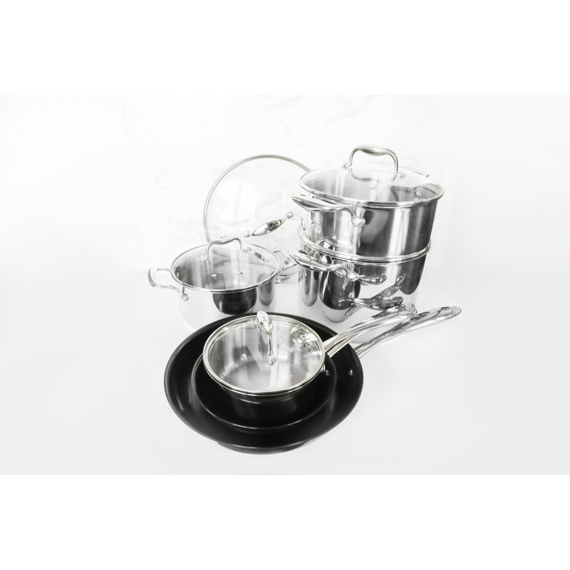 Batterie de cuisine de pendaison de crémaillère en acier inoxydable 10 pièces Concentrix (noir), Noir