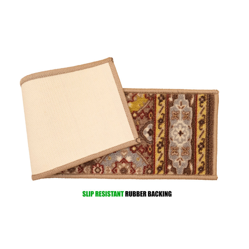 Tapis d'escalier taupe Aberdale Bakhtiari, Rectangle 31,5 po x 7,5 po