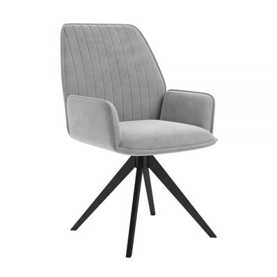 Angola Velvet Upholstered Swivel Dining Chair