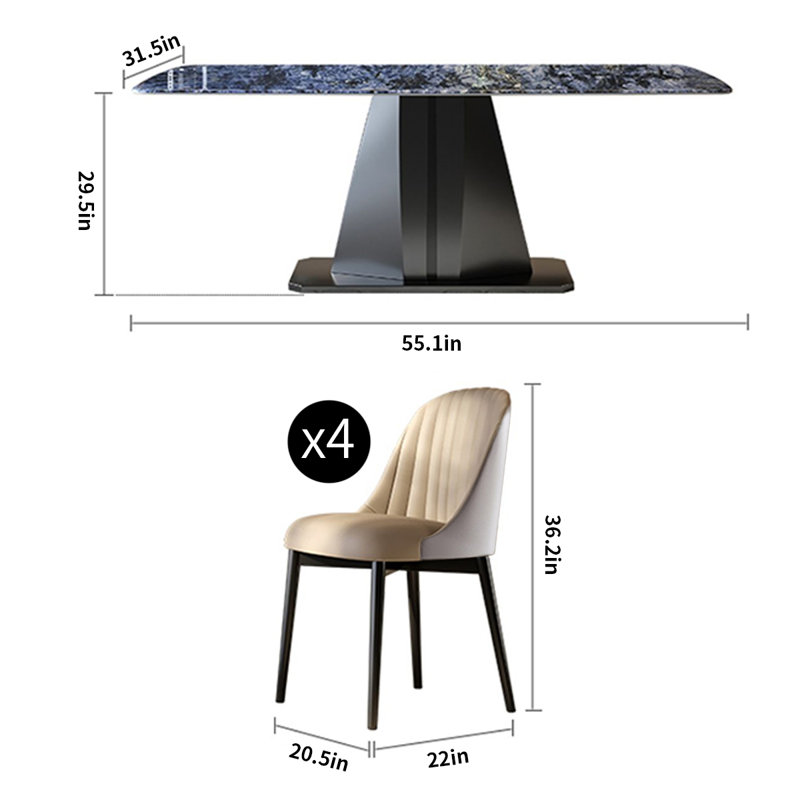 Ensemble de table de salle à manger Luxurious Super Crystal Stone, 5