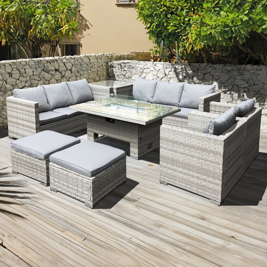 10-Sitzer Lounge-Set Malta aus Rattan mit Polster