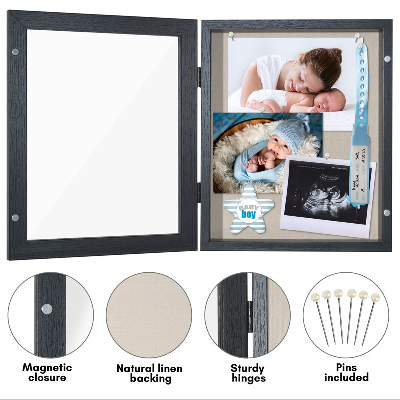 Merranda Front Loading Shadow Box Frame and Display Case for Keepsakes, 8" W x 10" H, Black