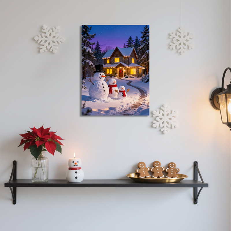 «Winter Snowy House», art mural sur toile, H 18 po x l 12 po