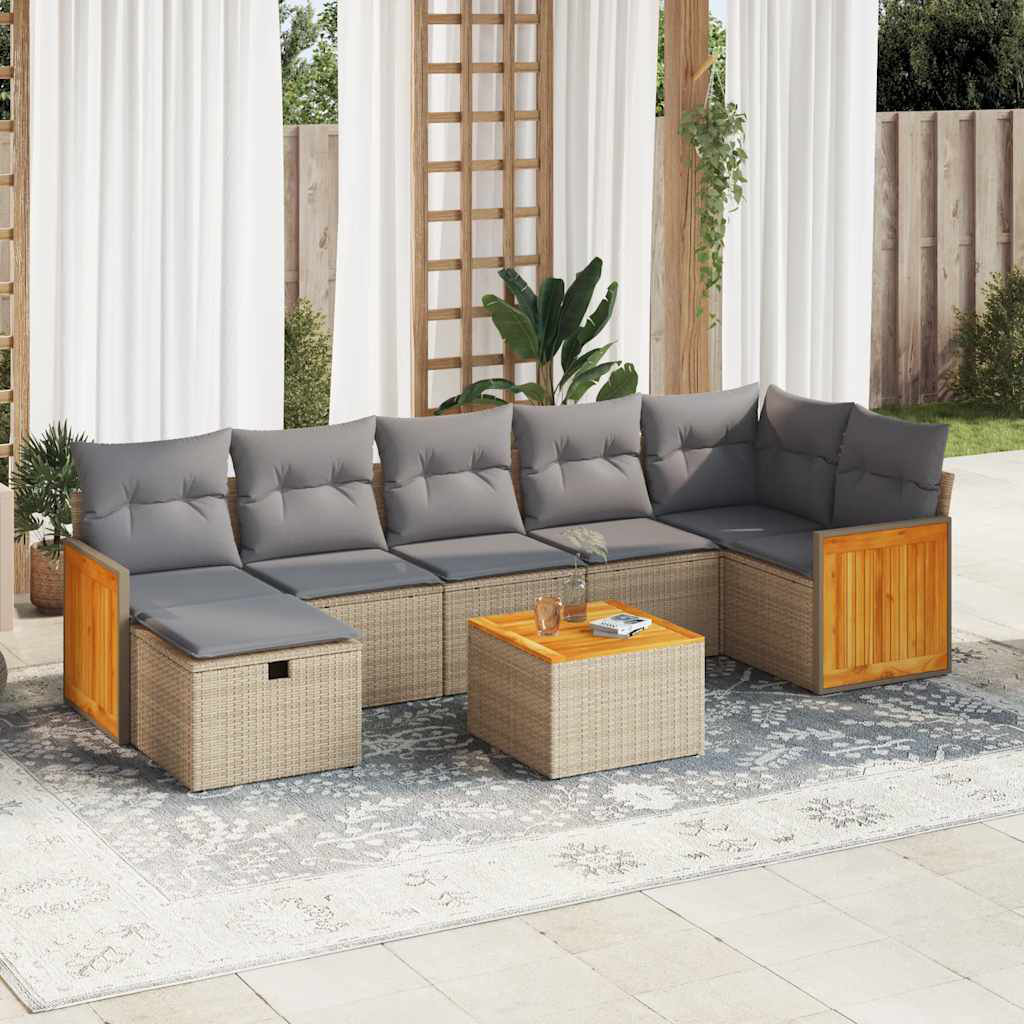 Vidaxl 8-Tlg. Garten-Sofagarnitur Mit Kissen Schwarz Poly Rattan