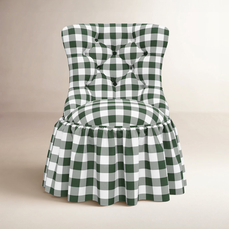 Chaise d'appoint rembourrée Minnie, Vert classique guingan