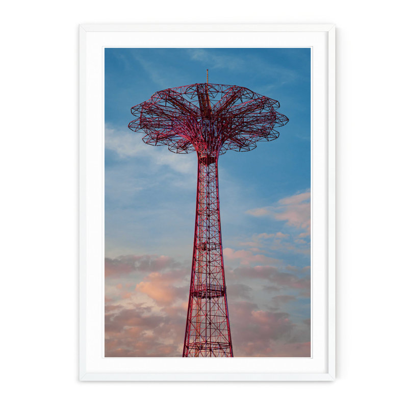 Parachute Drop - Picture Frame Photograph on Paper , 40" H x 28.5" W, White Framed