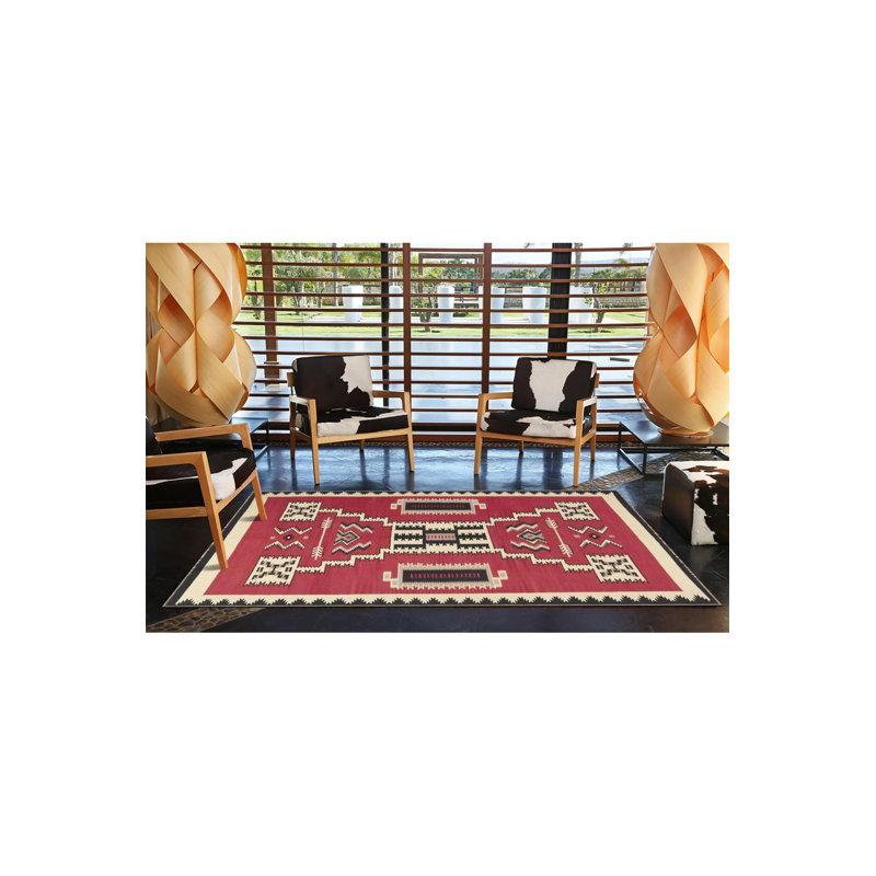 Tapis décoratif rouge à motif rouge, Tapis de couloir 3 pi 3 po x 9 pi 10 po