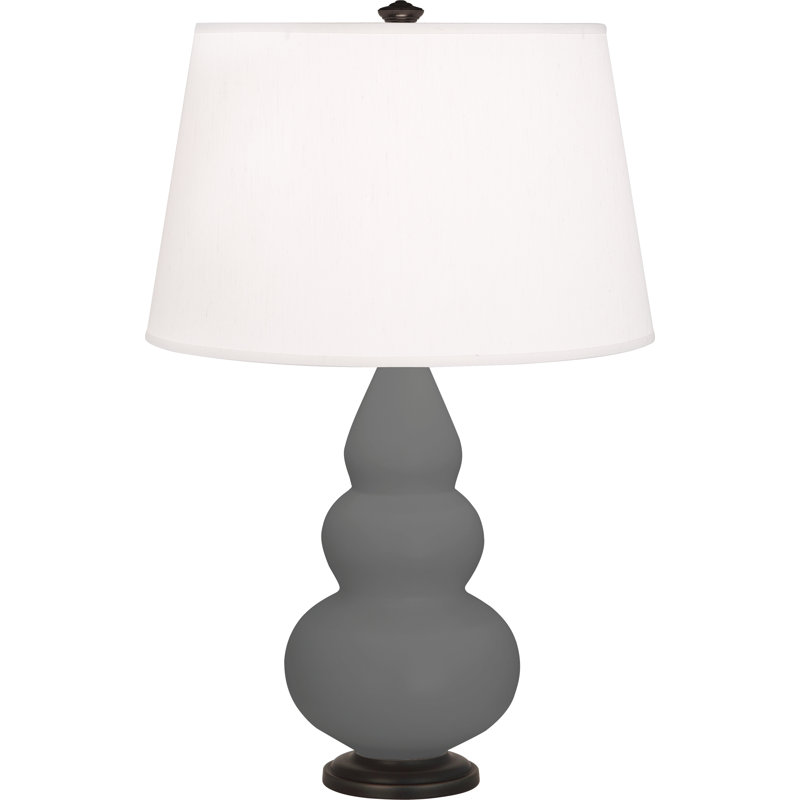 Small Triple Gourd Table Lamp, Matte Ash, Deep Patina Bronze