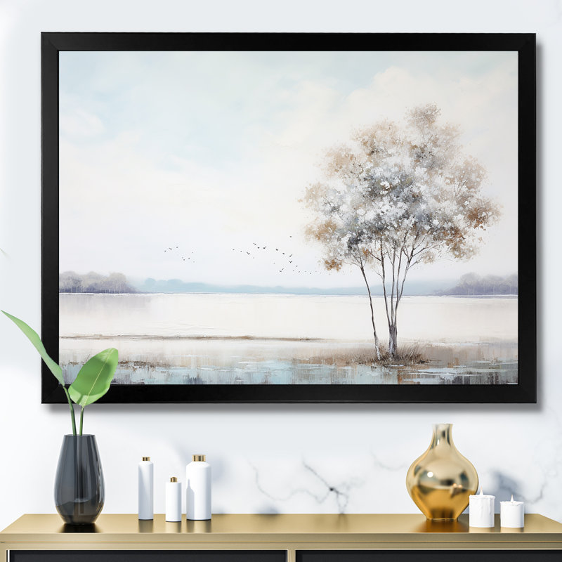 Paysage moderne scandinave silencieux I, H 12 po x l 20 po x P 1 po, Cadre simple noir
