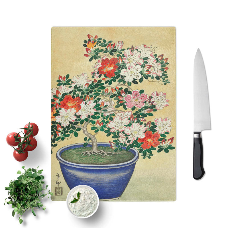 Glass Flowering Azaleas by Ohara Koson Chopping Board, 28.5 cm W x 20 cm L