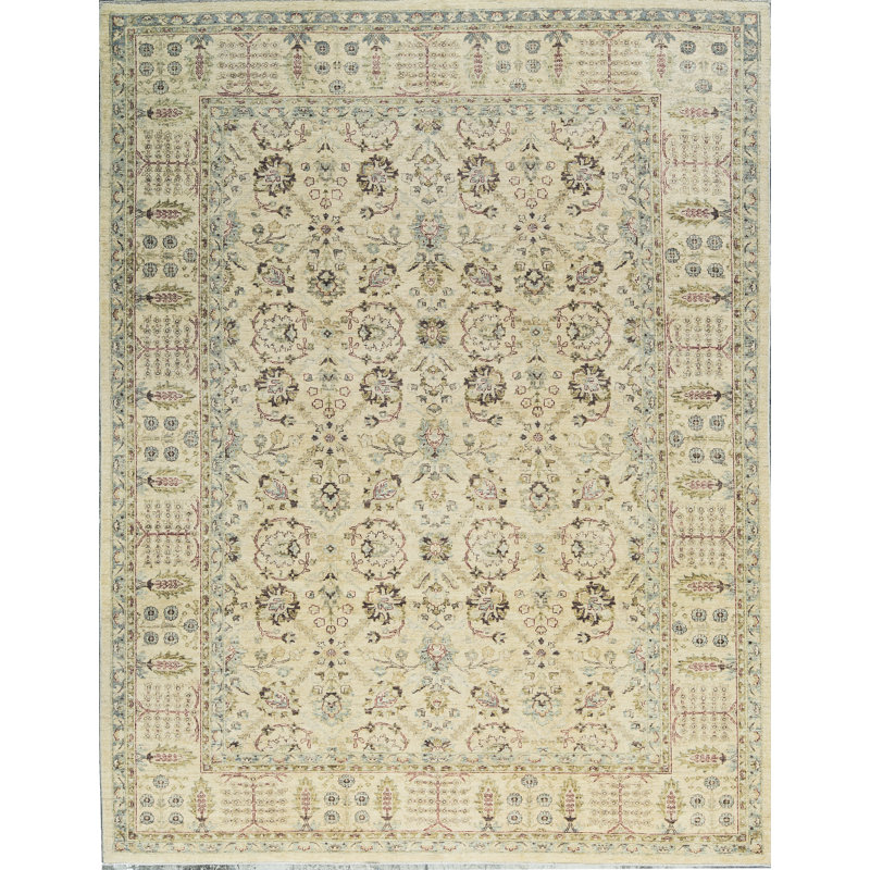 Tapis ivoire noué à la main de haute qualité