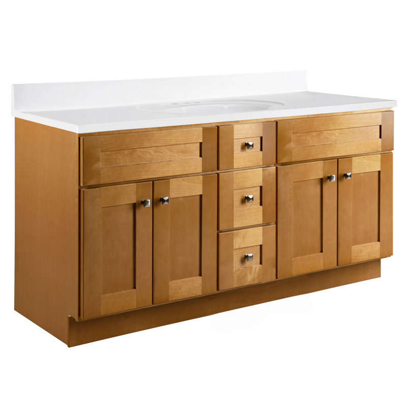 Modern Birch 60-Inch Freestanding Bathroom Vanity Cabinet