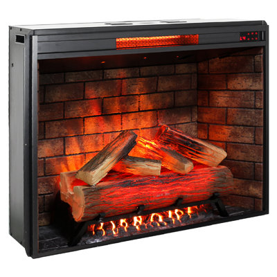 Infrared Electric Fireplace With 33-Inch Insert And Removable Trim Kit - Touch Panel Heater For Home Interior Design Smokeless Firebox & Crackling Flame Sound Adjustable Brightness Options 1500W Heat