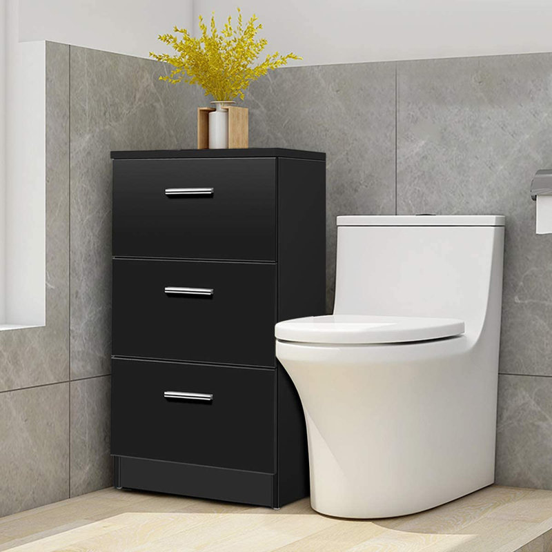 Assie Floor Shelf End Table, Black