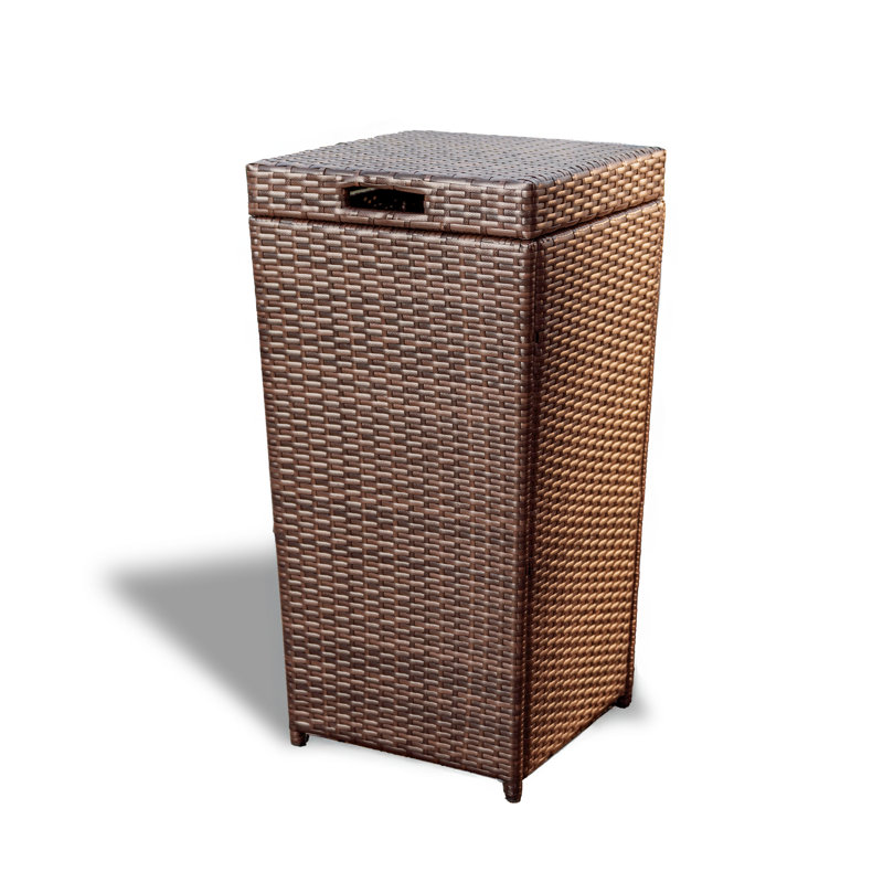Nestl 35 Gallon Wicker Rattan Outdoor Trash Can, Brown