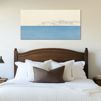  Large Amalfi Coast Italian Canvas Wall Art - Abstract Minimalist Mediterranean Coastal Beach Artwork Picture for Home Decor and Office - Wrapped Canvas with Pine Frame, 24×47 inches