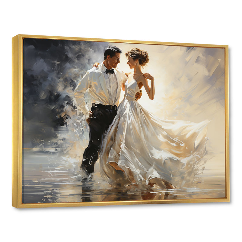 Couple Dance Ballroom Waltz III - Dance, reproduction sur toile, Cadre flottant doré, L 32 po x H 16 po