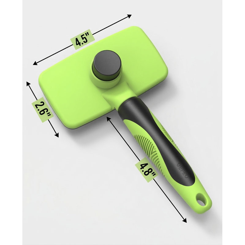 Brosse autonettoyante pour chiens et chats, outil de toilettage respectueux de la peau pour la perte de poils, fournitures pour animaux de compagnie, vert